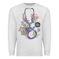 Oatmeal Heather floral stethoscope Premium Sweatshirt - MaliasSmallBusiness