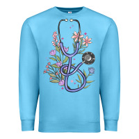 Ocean Blue floral stethoscope Premium Sweatshirt - MaliasSmallBusiness