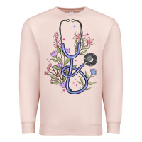 Pale Pink floral stethoscope Premium Sweatshirt - MaliasSmallBusiness