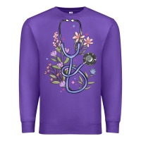 Purple floral stethoscope Premium Sweatshirt - MaliasSmallBusiness