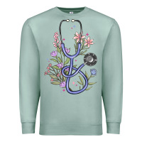 Seafoam floral stethoscope Premium Sweatshirt - MaliasSmallBusiness