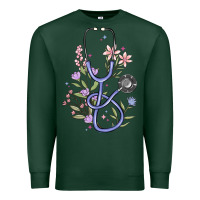 Sports Green floral stethoscope Premium Sweatshirt - MaliasSmallBusiness