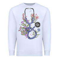 White floral stethoscope Premium Sweatshirt - MaliasSmallBusiness