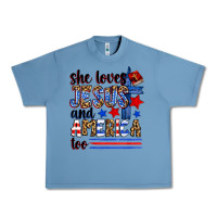 Pebble Blue she loves jesus and america too Urban Heavy Tee - Zillion Design Studio
