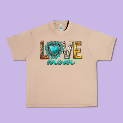 Love Mom Western Urban Heavy Tee Designed By Texasbilliewilder