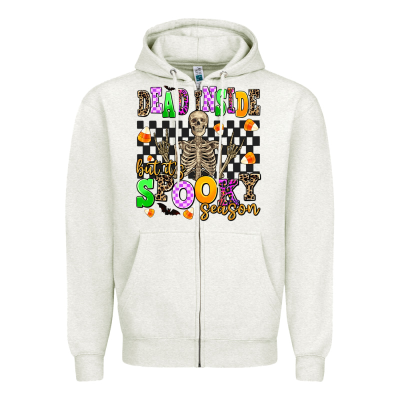 Dead Inside But Its Spooky Season Zipper Hoodie by AdoDesignShop | Teevron