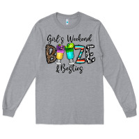 Heather Grey girl's weekend booze & besties Long Sleeve Tee - CowhideDigitalArt