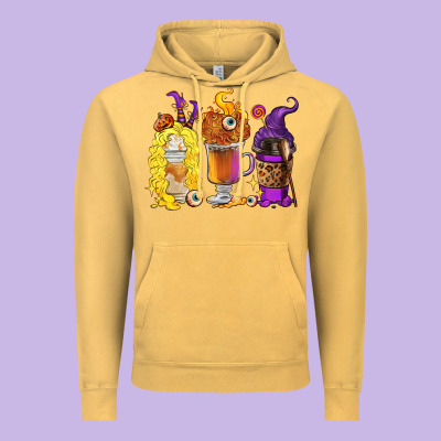 Vintage Hoodie Halloween hocus pocus coffee cups