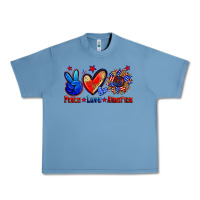 Pebble Blue peace love america Urban Heavy Tee - Zillion Design Studio