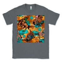 Charcoal Heather cowboy rodeo seamless pattern Classic Tee - BundleAndBundleShop