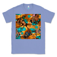 Colony Blue cowboy rodeo seamless pattern Classic Tee - BundleAndBundleShop