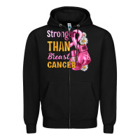 Black Stronger than breast cancer Zipper Hoodie - Artiststas