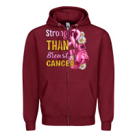 Burgundy Stronger than breast cancer Zipper Hoodie - Artiststas