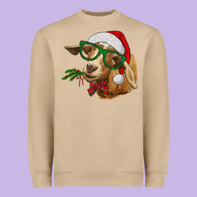 Heavyweight Sweatshirt Christmas Glasses Goat
