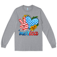 Heather Grey america with heart Long Sleeve Tee - HRA Design Shop