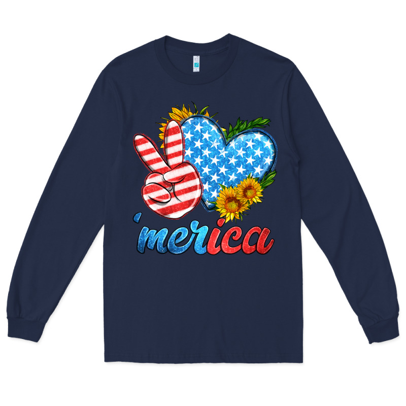 America With Heart Long Sleeve Tee by HRA Design Shop | Teevron