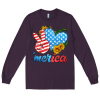 Plum america with heart Long Sleeve Tee - HRA Design Shop