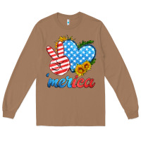 Toasted Coconut america with heart Long Sleeve Tee - HRA Design Shop