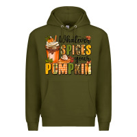 Army Green whatever spices your pumpkin Premium Hoodie - MaliasSmallBusiness
