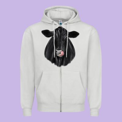 Black Angus Zipper Hoodie Designed By Jahusdesignshop
