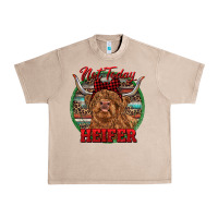 French Oak Highland Heifer Christmas Urban Heavy Tee - RanaPortraitStore