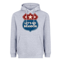 Heather Grey Let's Go Brandon Shield Patch Heavyweight Hoodie - Jasminsmagicworld