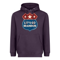 Plum Let's Go Brandon Shield Patch Heavyweight Hoodie - Jasminsmagicworld