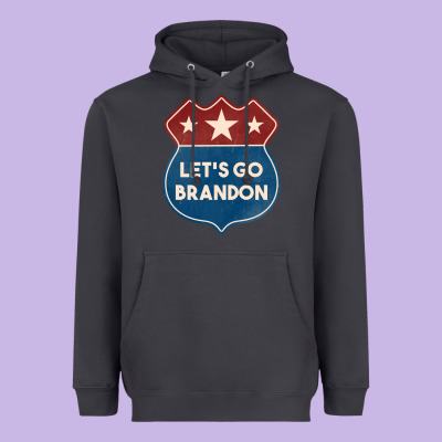 Let's Go Brandon Shield Patch Heavyweight Hoodie Designed By Jasminsmagicworld