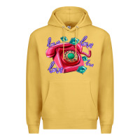 Antique Gold love balloons and pink valentines telephone Premium Hoodie - AdoDesignShop