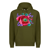 Army Green love balloons and pink valentines telephone Premium Hoodie - AdoDesignShop