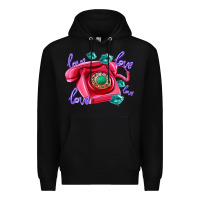 Black love balloons and pink valentines telephone Premium Hoodie - AdoDesignShop