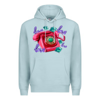 Blue Mist love balloons and pink valentines telephone Premium Hoodie - AdoDesignShop