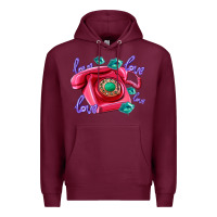 Burgundy love balloons and pink valentines telephone Premium Hoodie - AdoDesignShop