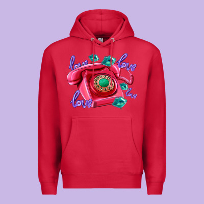 Love Balloons And Pink Valentines Telephone Premium Hoodie Designed By Adodesignshop