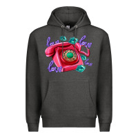 Charcoal Heather love balloons and pink valentines telephone Premium Hoodie - AdoDesignShop
