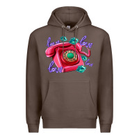 Coffee love balloons and pink valentines telephone Premium Hoodie - AdoDesignShop