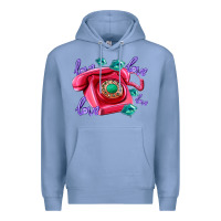 Colony Blue love balloons and pink valentines telephone Premium Hoodie - AdoDesignShop