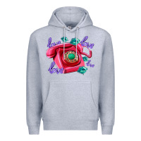 Heather Grey love balloons and pink valentines telephone Premium Hoodie - AdoDesignShop