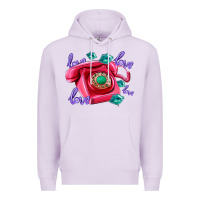 Lilac love balloons and pink valentines telephone Premium Hoodie - AdoDesignShop