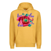 Mustard love balloons and pink valentines telephone Premium Hoodie - AdoDesignShop