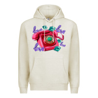 Oatmeal Heather love balloons and pink valentines telephone Premium Hoodie - AdoDesignShop