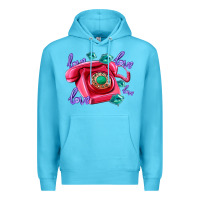 Ocean Blue love balloons and pink valentines telephone Premium Hoodie - AdoDesignShop