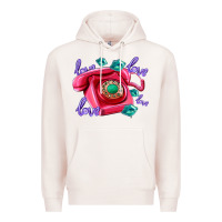 Pale Pink love balloons and pink valentines telephone Premium Hoodie - AdoDesignShop