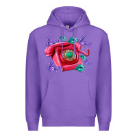 Purple love balloons and pink valentines telephone Premium Hoodie - AdoDesignShop
