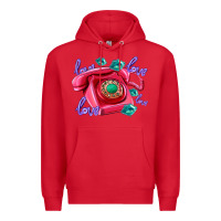 Red love balloons and pink valentines telephone Premium Hoodie - AdoDesignShop