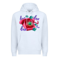 White love balloons and pink valentines telephone Premium Hoodie - AdoDesignShop