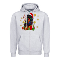 Heather Grey black cat meowy christmas Zipper Hoodie - AdoDesignShop