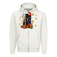Oatmeal Heather black cat meowy christmas Zipper Hoodie - AdoDesignShop