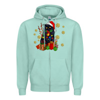 Seafoam black cat meowy christmas Zipper Hoodie - AdoDesignShop