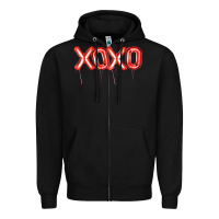 Black Valentine's Day Xoxo Balloon Zipper Hoodie - Artiststas